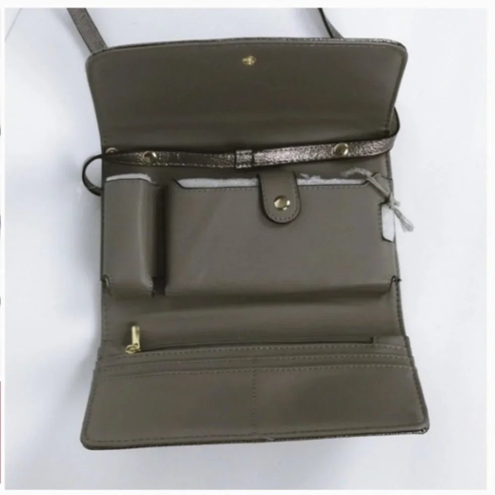 A New Day Women's Gunmetal Metallic Faux Leather Wallet on a String - Picture 2 of 5